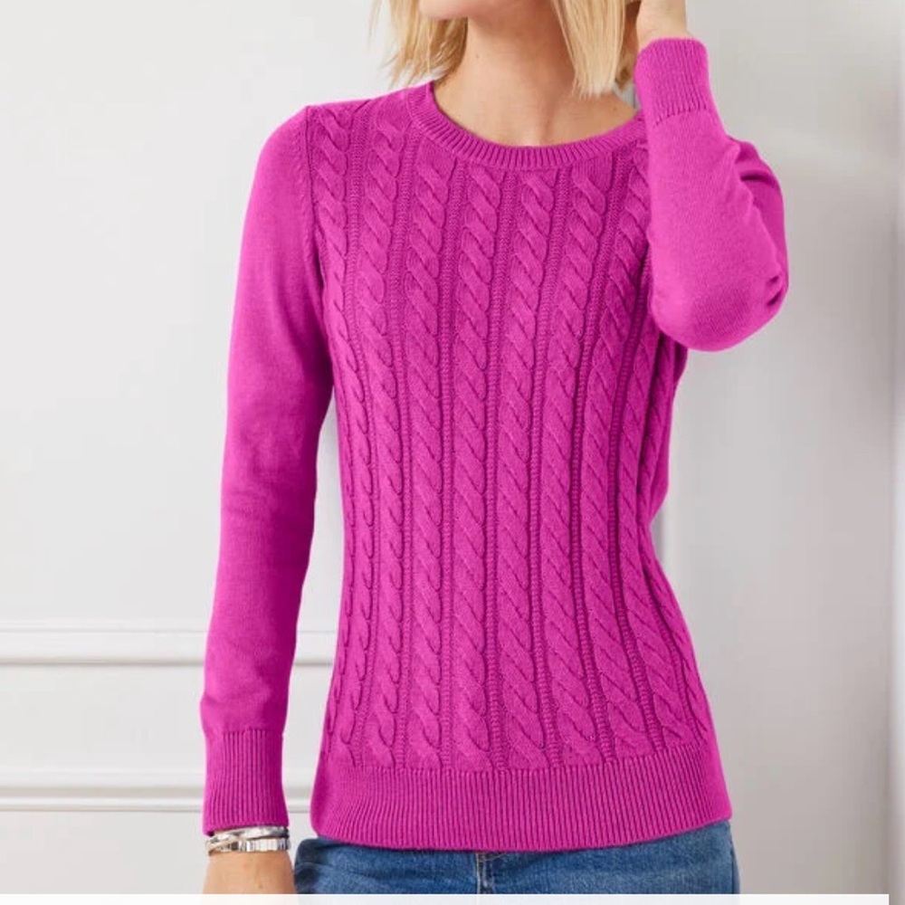 Talbots Soft Cable Knit Crewneck Sweater